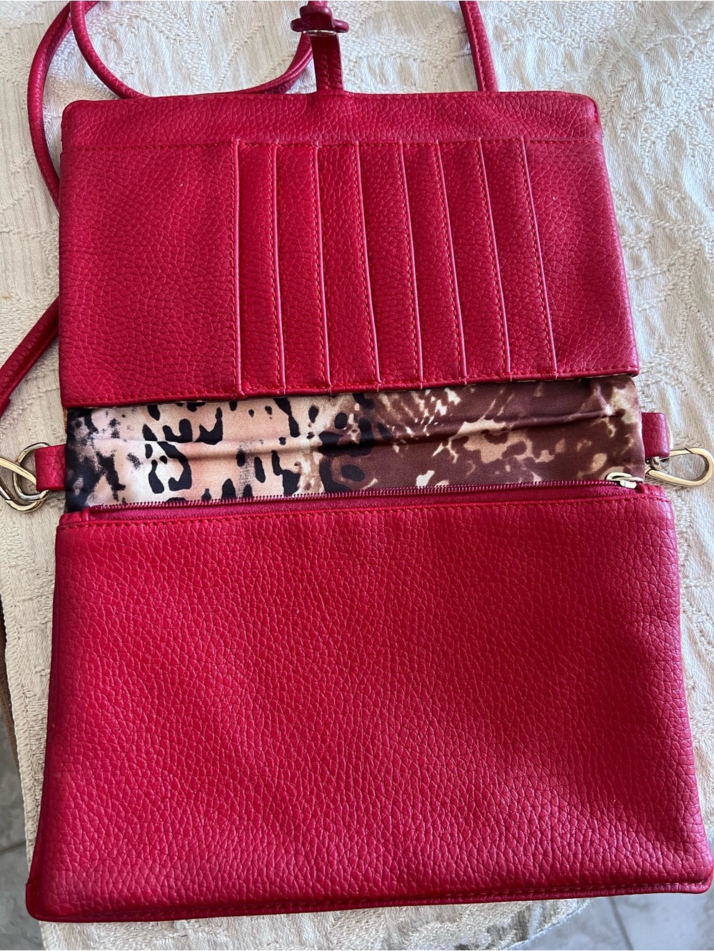 VTG Sharif Multicolor New York Collage Crossbody Bag with Red Trim - Picture 3 of 9